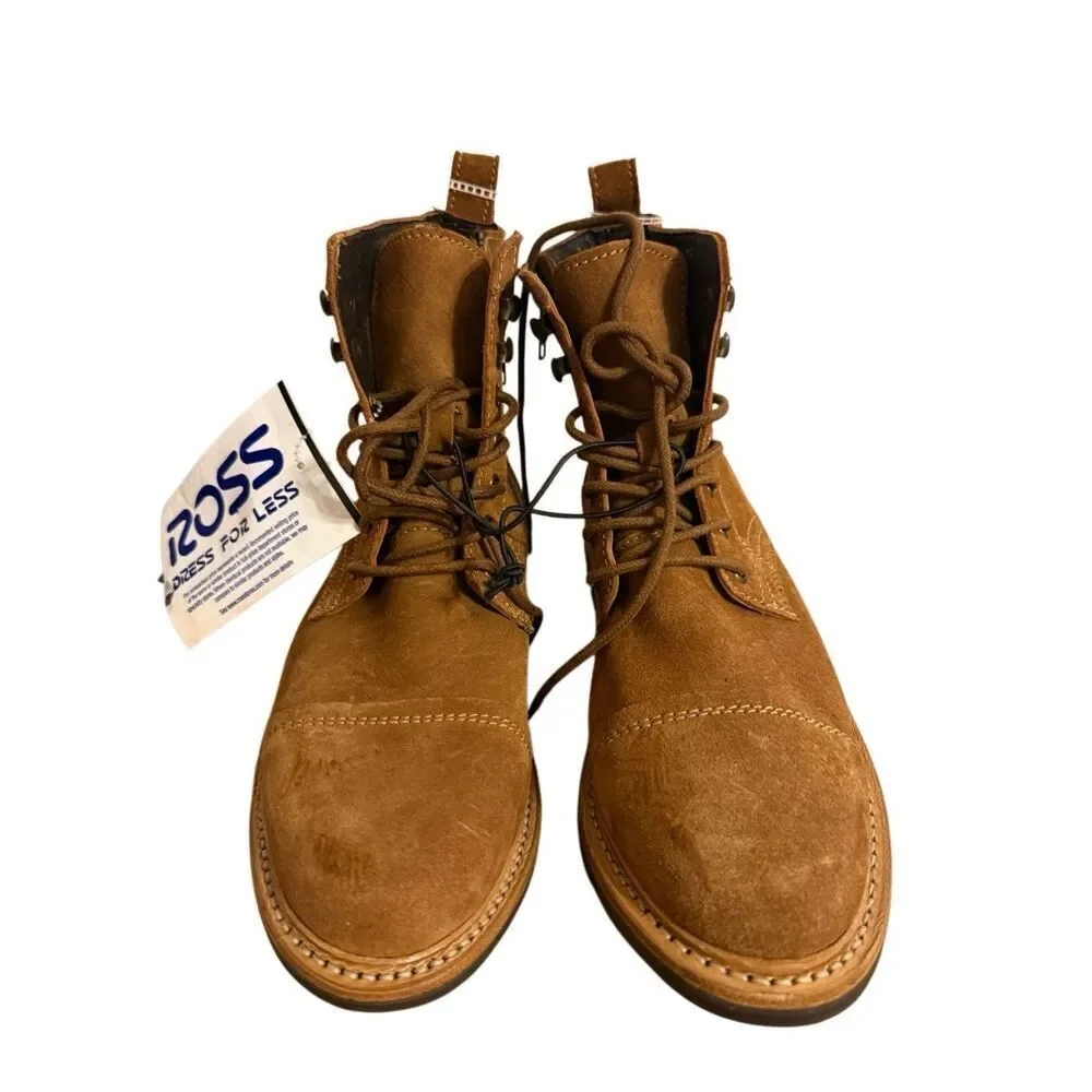 Brand New The Frye Company Russel Lace Up Handcrafted Leather Boots Tan 8.5